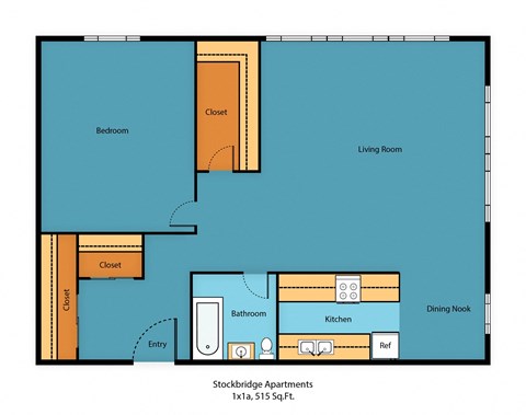 1x1a 515 Floor Plan at Stockbridge Apartment Homes, Seattle, WA